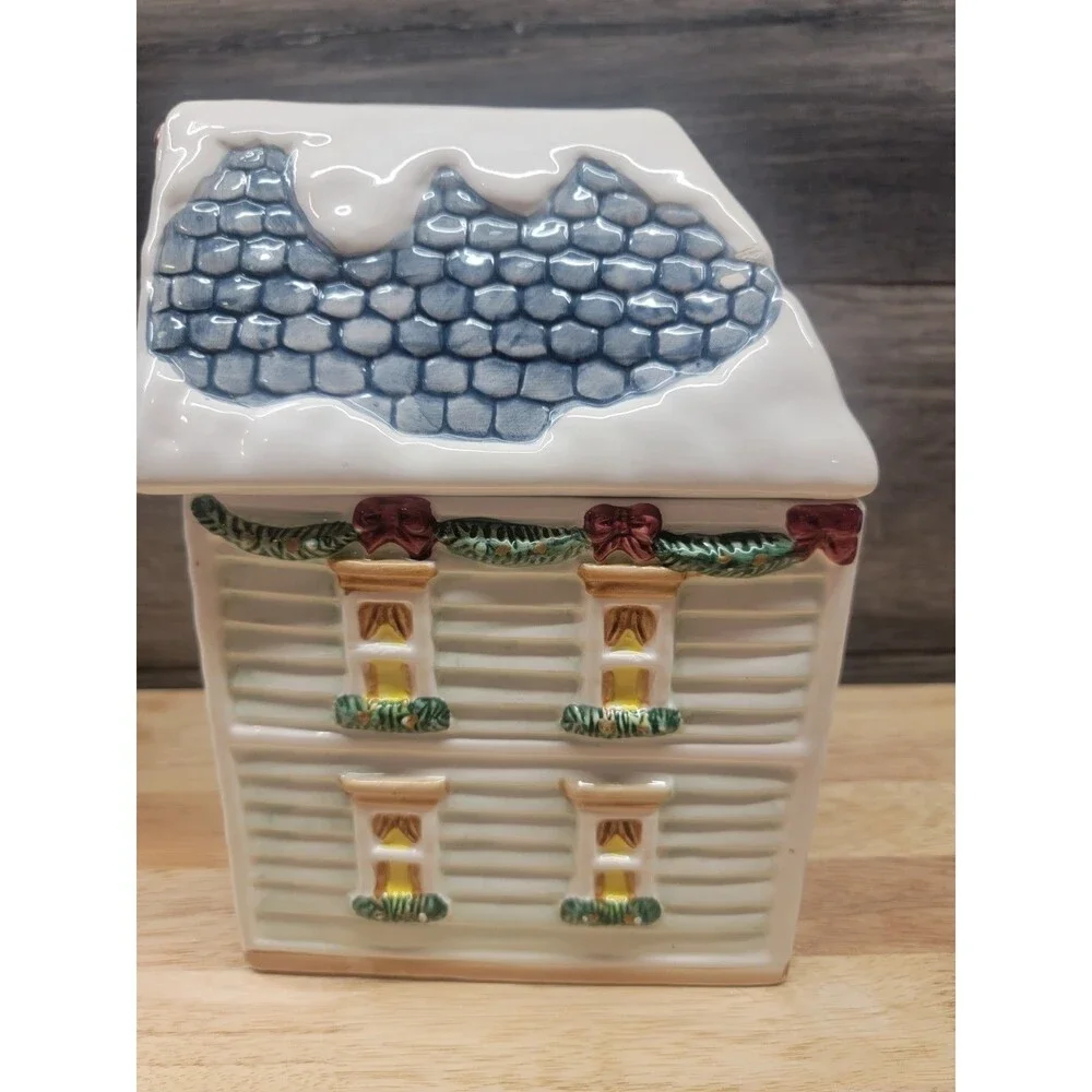 World Bazaar Inc Vintage Christmas House Cookie Jar